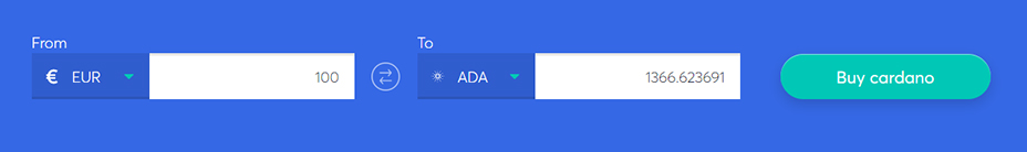 Exchange bar to buy cardano