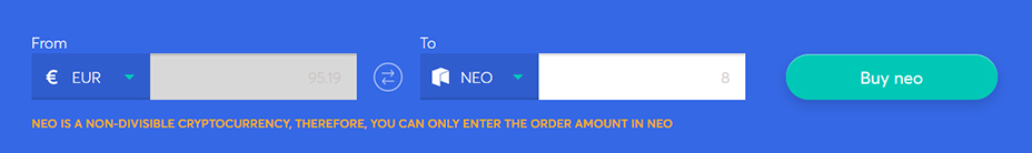 Exchange bar to buy neo