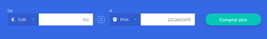 Cambiar la barra para comprar pivx