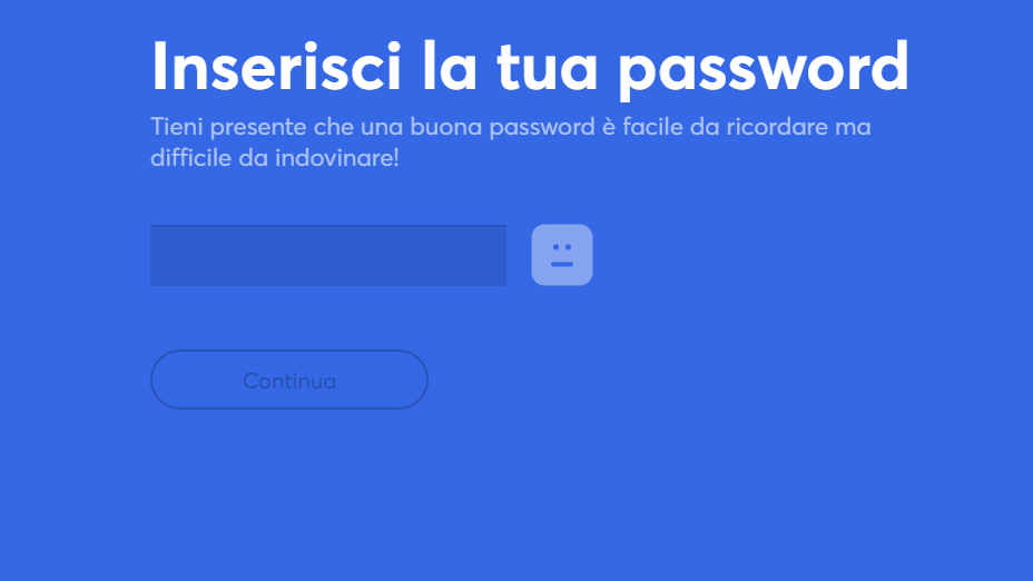 inserisci la tua password per proteggere il tuo account diretto anycoin
