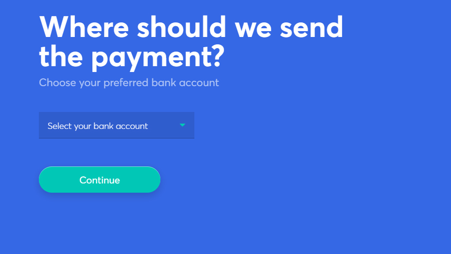 select your bank account to sell your cryptocurrency