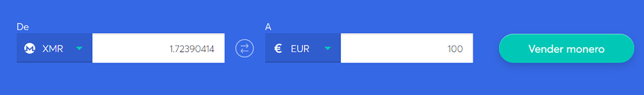 Cambiar la barra para vender Monero