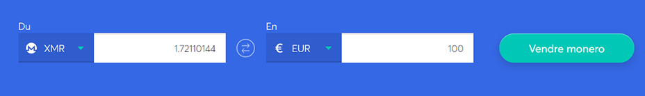 Echange de barres pour vendre du Monero