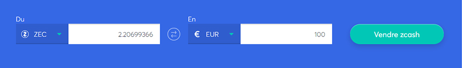 Echange de barres pour vendre du ZCash